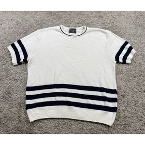 Vintage Women's Knit Anchor Shirt Nautical‎ Sailor Preppy Academia Striped L